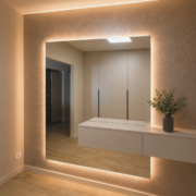 Kirgas peegel lõhe ja taustvalgustusega