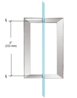 ukselingi komplekt, poleeritud kroom, 8_ x 8_ SQ seeria ruudukujuline toru, kahepoolne