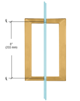 ukselingi komplekt, satiinmessing, 8_ x 8_ SQ seeria ruudukujuline toru, kahepoolne